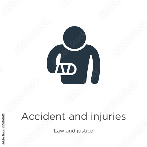 Accident and injuries icon vector. Trendy flat accident and injuries icon from law and justice collection isolated on white background. Vector illustration can be used for web and mobile graphic