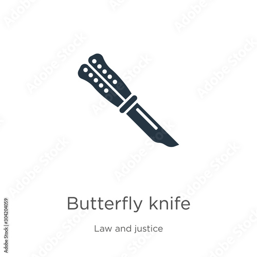 Butterfly knife icon vector. Trendy flat butterfly knife icon from law and justice collection isolated on white background. Vector illustration can be used for web and mobile graphic design, logo,