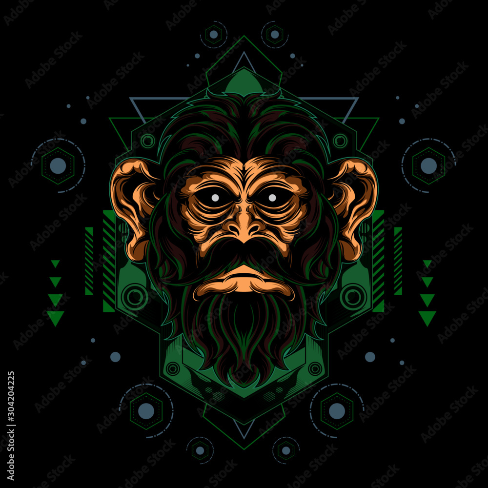 old monkey geometric tshirt template