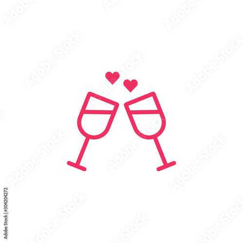 Champagne glasses wine couple icon vector