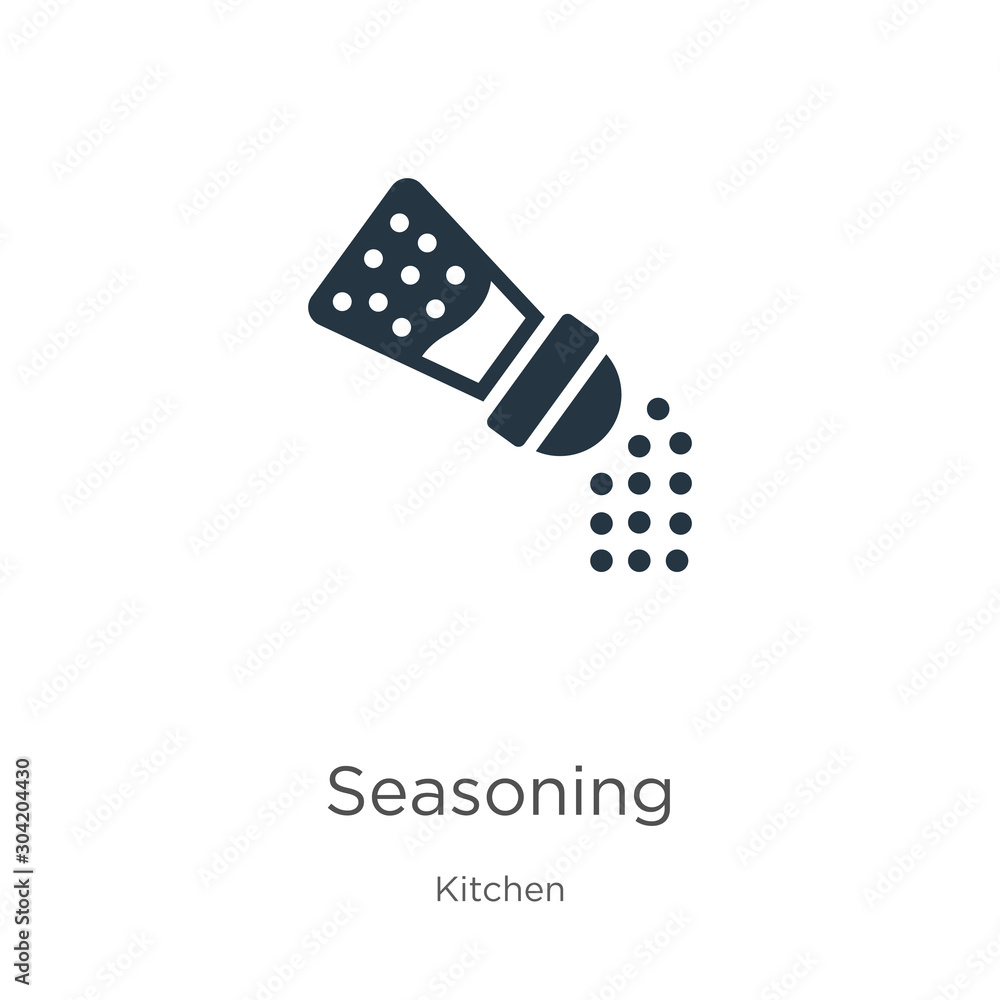 Seasoning icon vector. Trendy flat seasoning icon from kitchen collection isolated on white background. Vector illustration can be used for web and mobile graphic design, logo, eps10 Seasoning icon vector. Trendy flat seasoning icon from kitchen collection isolated on white background. Vector illustration can be used for web and mobile graphic design, logo, eps10