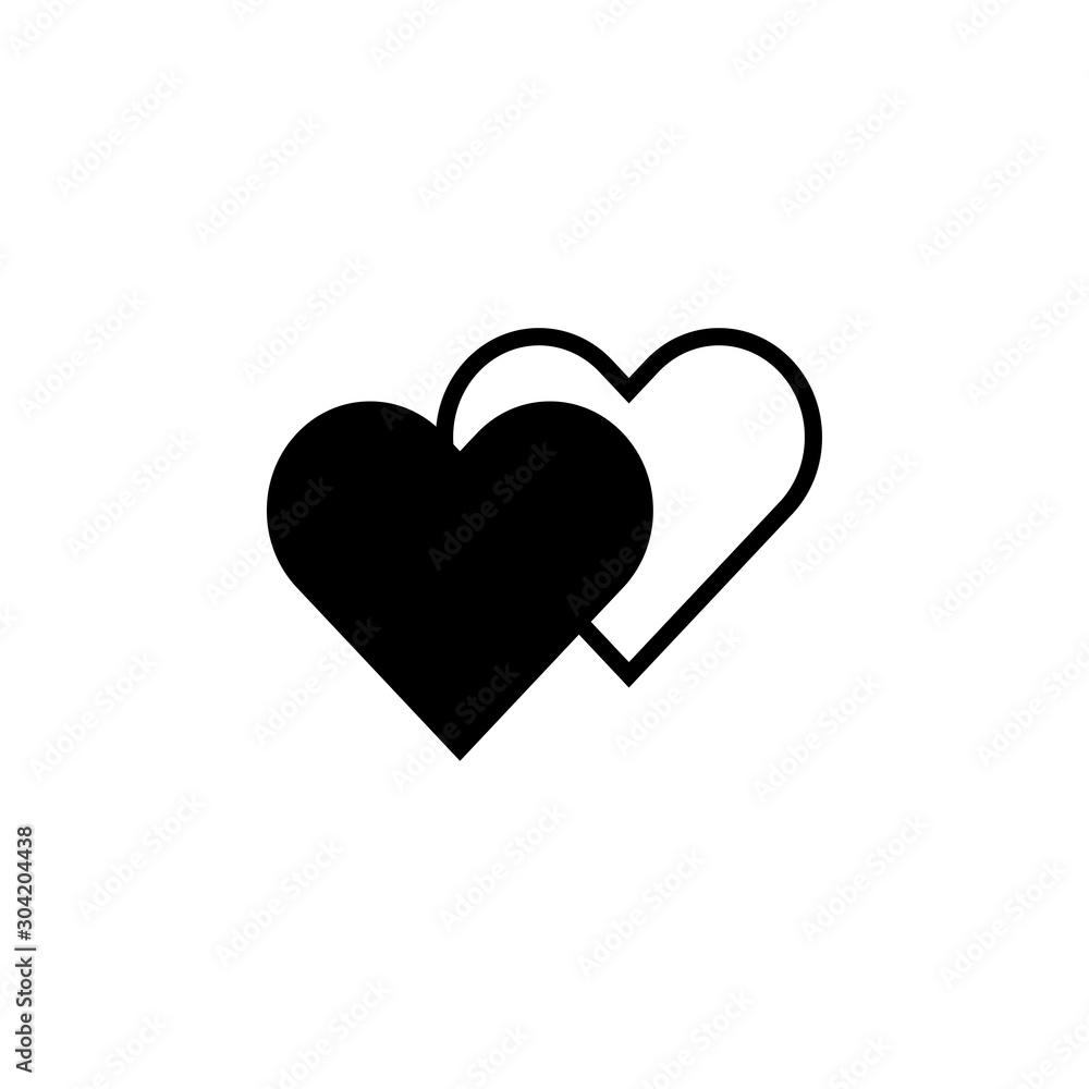 Couple heart outline icon illustration isolated vector sign symbol
