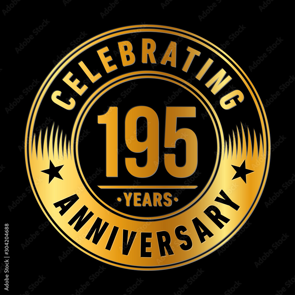 195 years logo. One hundred and ninety-five years anniversary celebration design template. Vector and illustration.