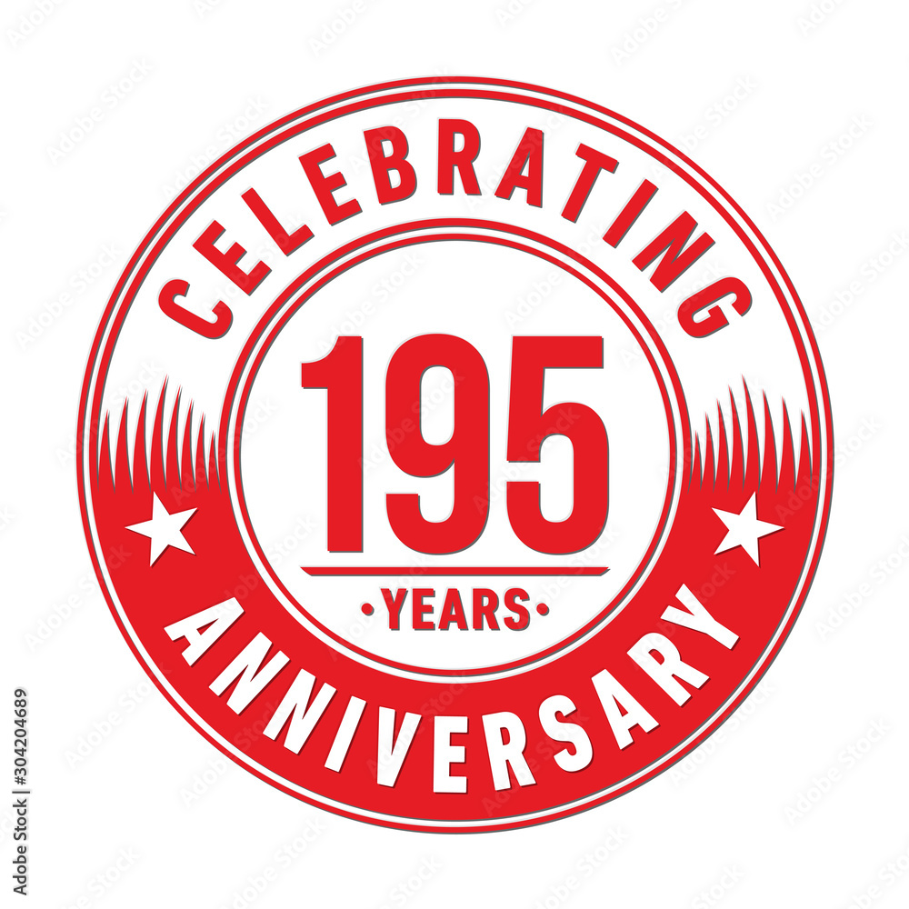 195 years logo. One hundred and ninety-five years anniversary celebration design template. Vector and illustration.