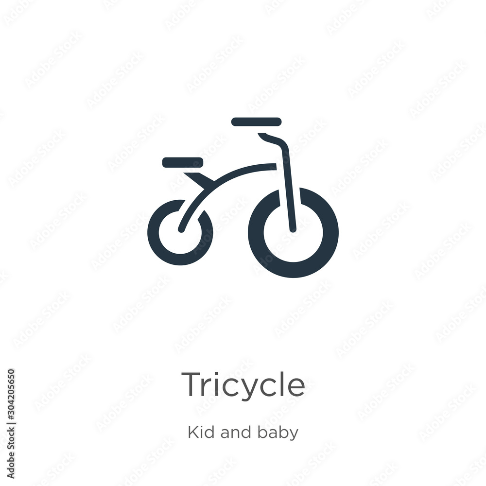 Tricycle icon vector. Trendy flat tricycle icon from kid and baby collection isolated on white background. Vector illustration can be used for web and mobile graphic design, logo, eps10 Tricycle icon vector. Trendy flat tricycle icon from kid and baby collection isolated on white background. Vector illustration can be used for web and mobile graphic design, logo, eps10