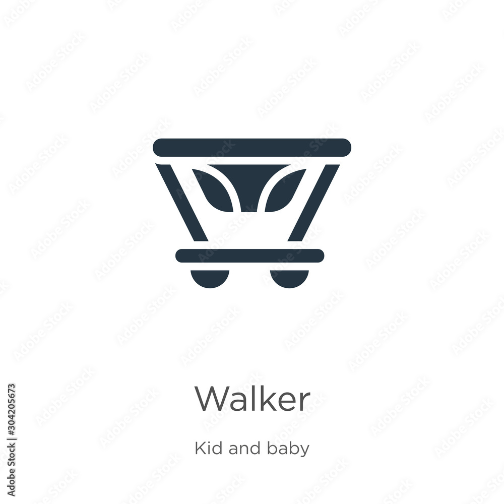 Walker icon vector. Trendy flat walker icon from kid and baby collection isolated on white background. Vector illustration can be used for web and mobile graphic design, logo, eps10 Walker icon vector. Trendy flat walker icon from kid and baby collection isolated on white background. Vector illustration can be used for web and mobile graphic design, logo, eps10