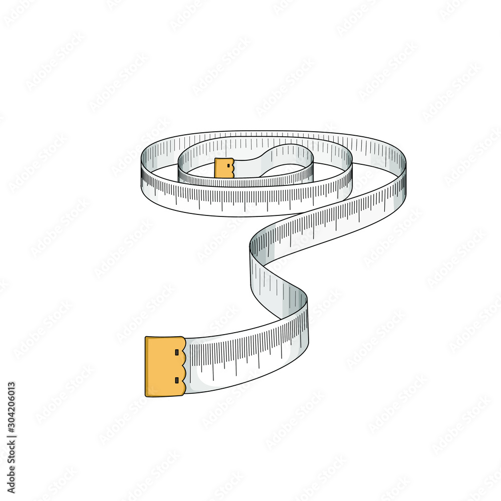 Loose weight measurements. Tailor measuring tape. Vector illustration.  Stock Vector