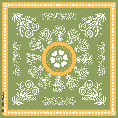 Georgian traditional ornaments. Vector Ornament With Caucasian Motifs. Persian colored carpet.Vector, Illustration.  Rich ornament for fabric design, handmade, interior decoration