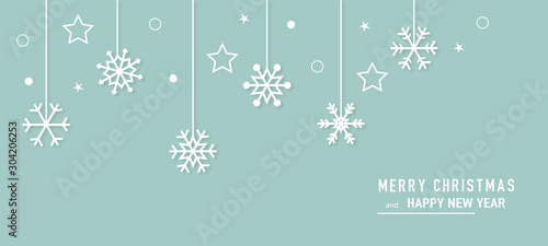 Obraz na plátně Christmas card with snowflake border vector