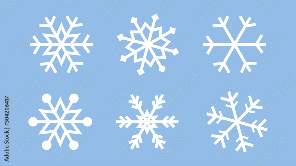 Snowflake set on isolated background. Isolated snowflake collection. Frost background. Christmas icon. Vector illustration - obrazy, fototapety, plakaty 