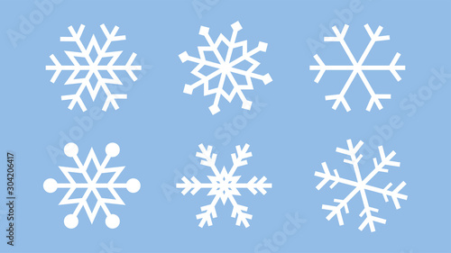 Snowflake set on isolated background. Isolated snowflake collection. Frost background. Christmas icon. Vector illustration
