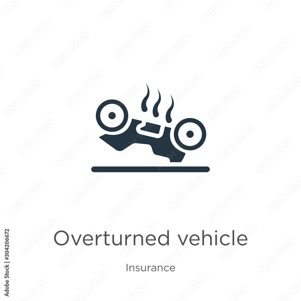 Overturned vehicle icon vector. Trendy flat overturned vehicle icon from insurance collection isolated on white background. Vector illustration can be used for web and mobile graphic design, logo,