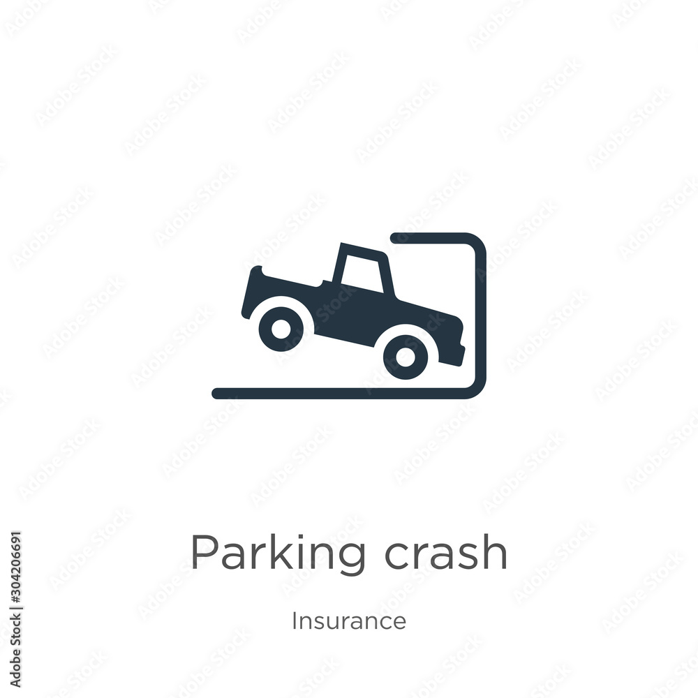 Parking crash icon vector. Trendy flat parking crash icon from insurance collection isolated on white background. Vector illustration can be used for web and mobile graphic design, logo, eps10 Parking crash icon vector. Trendy flat parking crash icon from insurance collection isolated on white background. Vector illustration can be used for web and mobile graphic design, logo, eps10