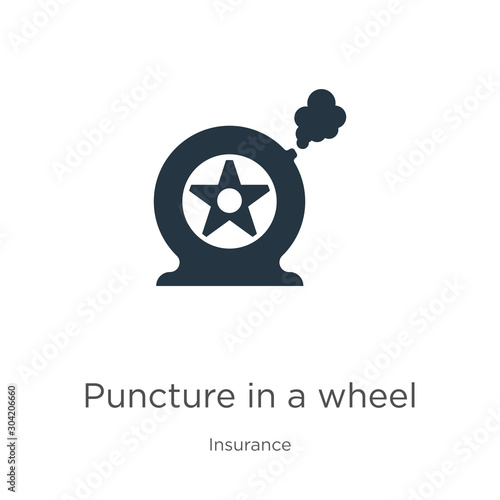 Puncture in a wheel icon vector. Trendy flat puncture in a wheel icon from insurance collection isolated on white background. Vector illustration can be used for web and mobile graphic design, logo,