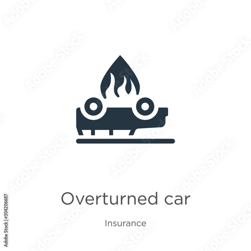 Overturned car icon vector. Trendy flat overturned car icon from insurance collection isolated on white background. Vector illustration can be used for web and mobile graphic design, logo, eps10