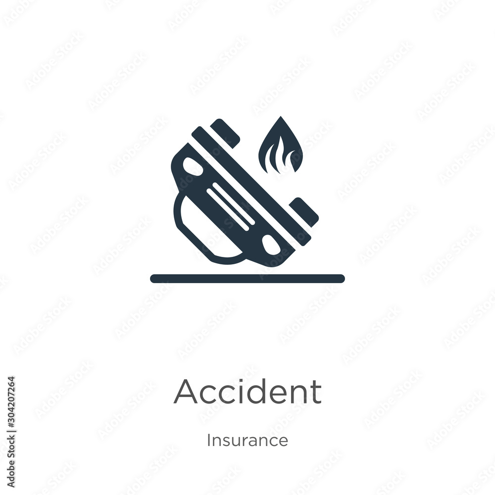 Accident icon vector. Trendy flat accident icon from insurance collection isolated on white background. Vector illustration can be used for web and mobile graphic design, logo, eps10 Accident icon vector. Trendy flat accident icon from insurance collection isolated on white background. Vector illustration can be used for web and mobile graphic design, logo, eps10