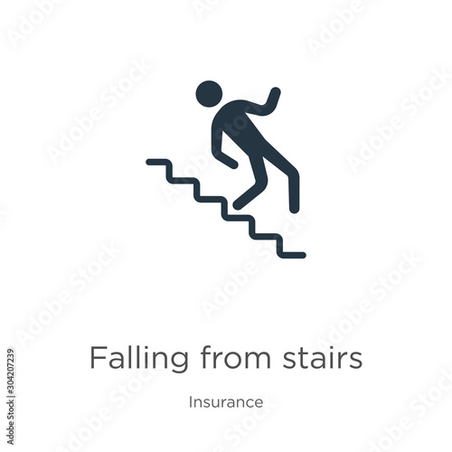 Falling from stairs icon vector. Trendy flat falling from stairs icon from insurance collection isolated on white background. Vector illustration can be used for web and mobile graphic design, logo,