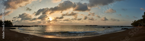 Panoramic sunset from the beach of San Pedrillo station in the National Park of Corcovado. Costa Rica