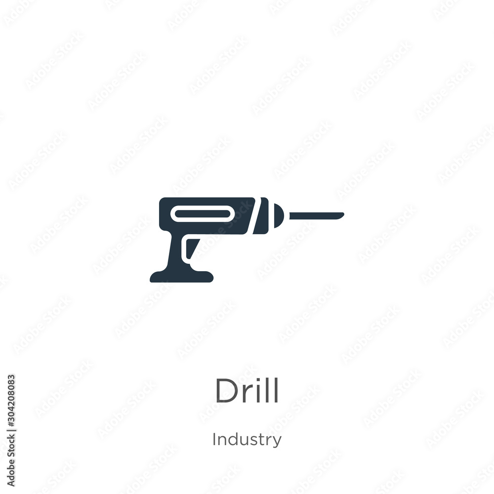 Drill icon vector. Trendy flat drill icon from industry collection isolated on white background. Vector illustration can be used for web and mobile graphic design, logo, eps10 Drill icon vector. Trendy flat drill icon from industry collection isolated on white background. Vector illustration can be used for web and mobile graphic design, logo, eps10