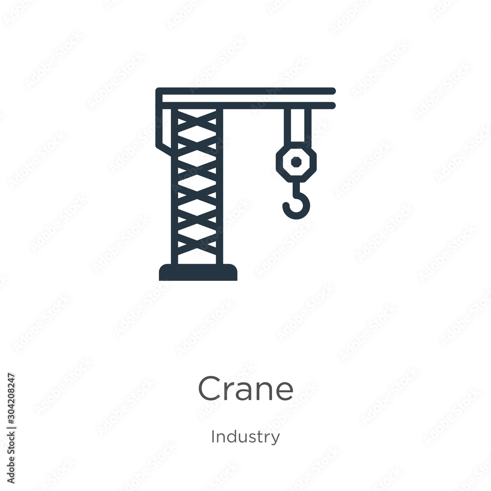 Crane icon vector. Trendy flat crane icon from industry collection isolated on white background. Vector illustration can be used for web and mobile graphic design, logo, eps10 Crane icon vector. Trendy flat crane icon from industry collection isolated on white background. Vector illustration can be used for web and mobile graphic design, logo, eps10