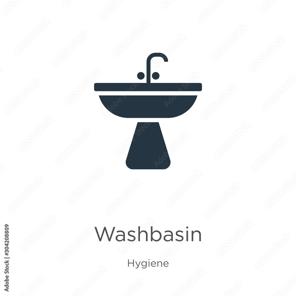 Washbasin icon vector. Trendy flat washbasin icon from hygiene collection isolated on white background. Vector illustration can be used for web and mobile graphic design, logo, eps10 Washbasin icon vector. Trendy flat washbasin icon from hygiene collection isolated on white background. Vector illustration can be used for web and mobile graphic design, logo, eps10