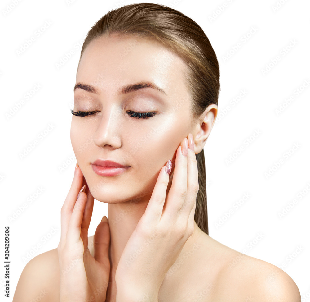 Beautiful young woman with closed eyes and perfect skin. Beautiful young woman with closed eyes and perfect skin.