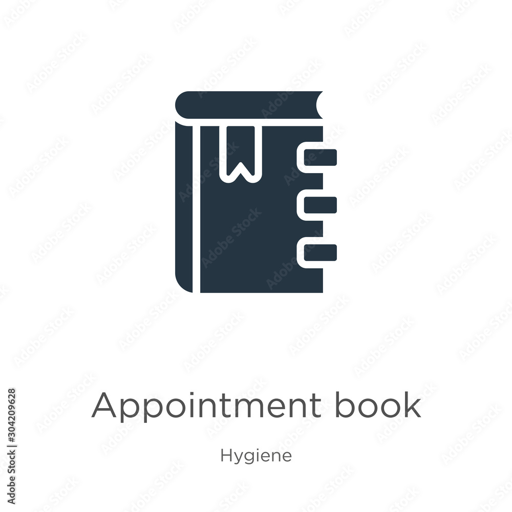 Appointment book icon vector. Trendy flat appointment book icon from hygiene collection isolated on white background. Vector illustration can be used for web and mobile graphic design, logo, eps10 Appointment book icon vector. Trendy flat appointment book icon from hygiene collection isolated on white background. Vector illustration can be used for web and mobile graphic design, logo, eps10
