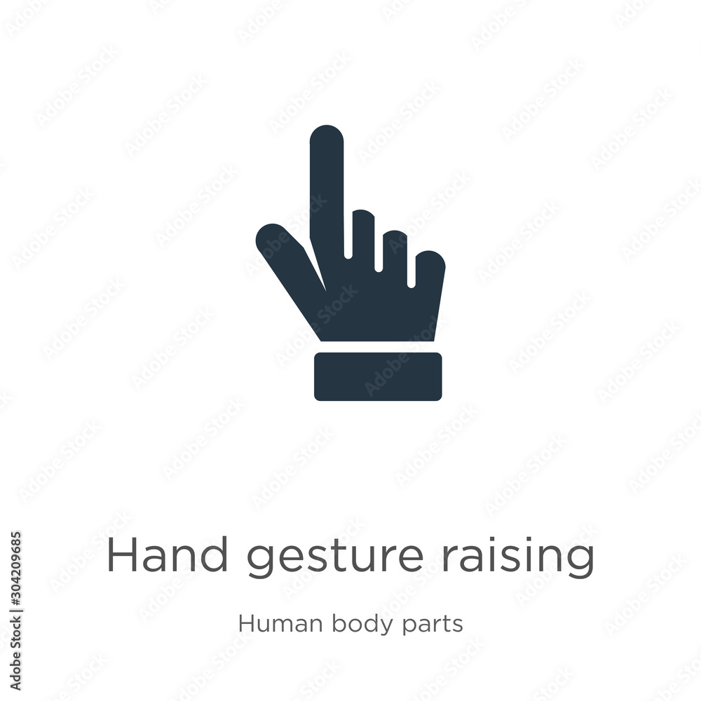 Hand gesture raising the index finger icon vector. Trendy flat hand gesture raising the index finger icon from human body parts collection isolated on white background. Vector illustration can be used Hand gesture raising the index finger icon vector. Trendy flat hand gesture raising the index finger icon from human body parts collection isolated on white background. Vector illustration can be used