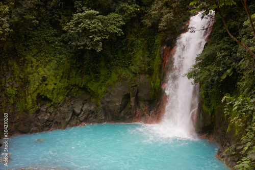 Waterfall of the Celeste River in Tenorio Volcano National Park, Costa Rica