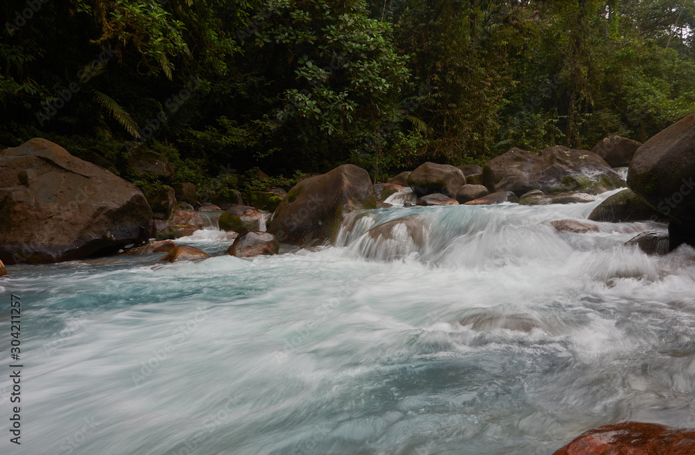 Fototapeta premium Celeste River in Tenorio Volcano National Park, Costa Rica
