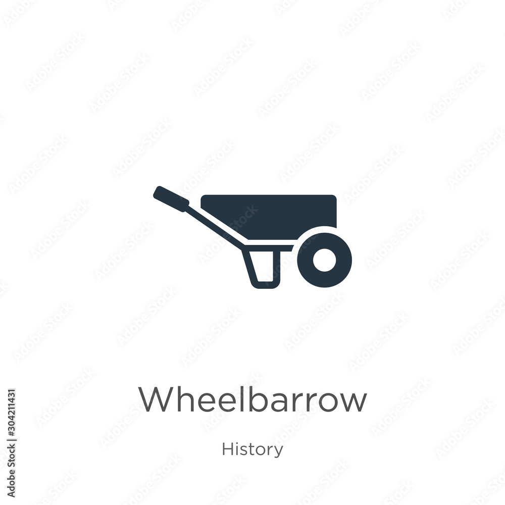 Wheelbarrow icon vector. Trendy flat wheelbarrow icon from history collection isolated on white background. Vector illustration can be used for web and mobile graphic design, logo, eps10 Wheelbarrow icon vector. Trendy flat wheelbarrow icon from history collection isolated on white background. Vector illustration can be used for web and mobile graphic design, logo, eps10
