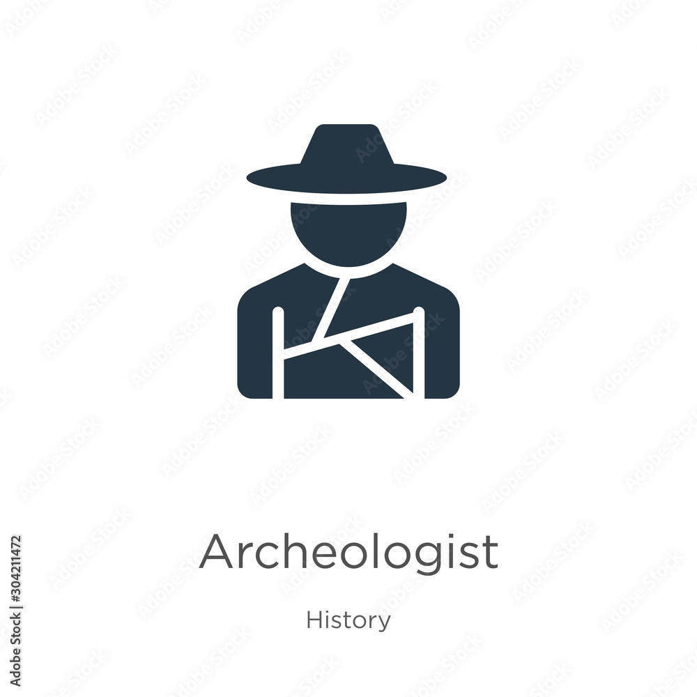 Archeologist icon vector. Trendy flat archeologist icon from history collection isolated on white background. Vector illustration can be used for web and mobile graphic design, logo, eps10 Archeologist icon vector. Trendy flat archeologist icon from history collection isolated on white background. Vector illustration can be used for web and mobile graphic design, logo, eps10