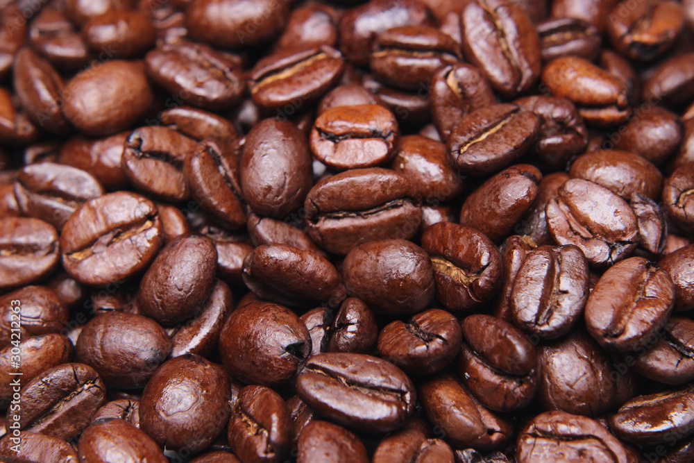 Coffee beans on the board Coffee beans on the board