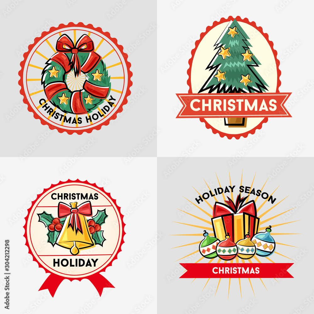 christmas holiday season sticker badge doodle