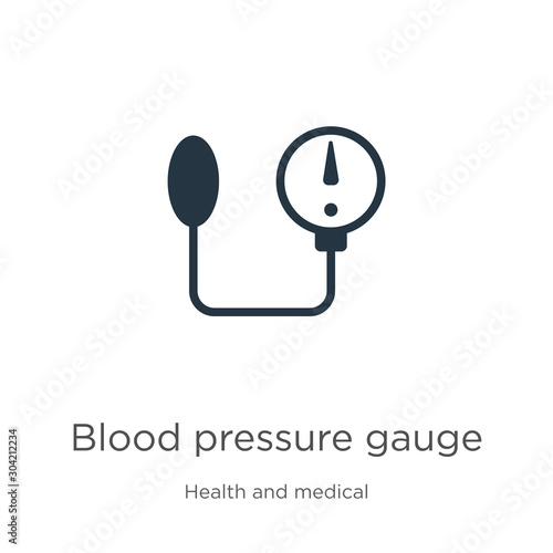 Blood pressure gauge icon vector. Trendy flat blood pressure gauge icon from health and medical collection isolated on white background. Vector illustration can be used for web and mobile graphic
