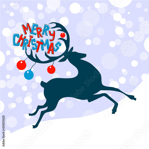 Holiday greetings. Christmas deer silhouette. Vector illustration