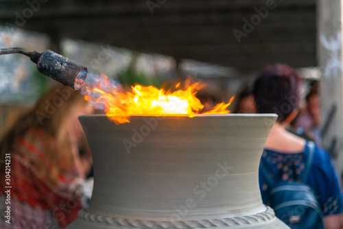 Creating pottery and ceramics at famous Thrapsano pottery village, Heraklion Crete, Greece. photo