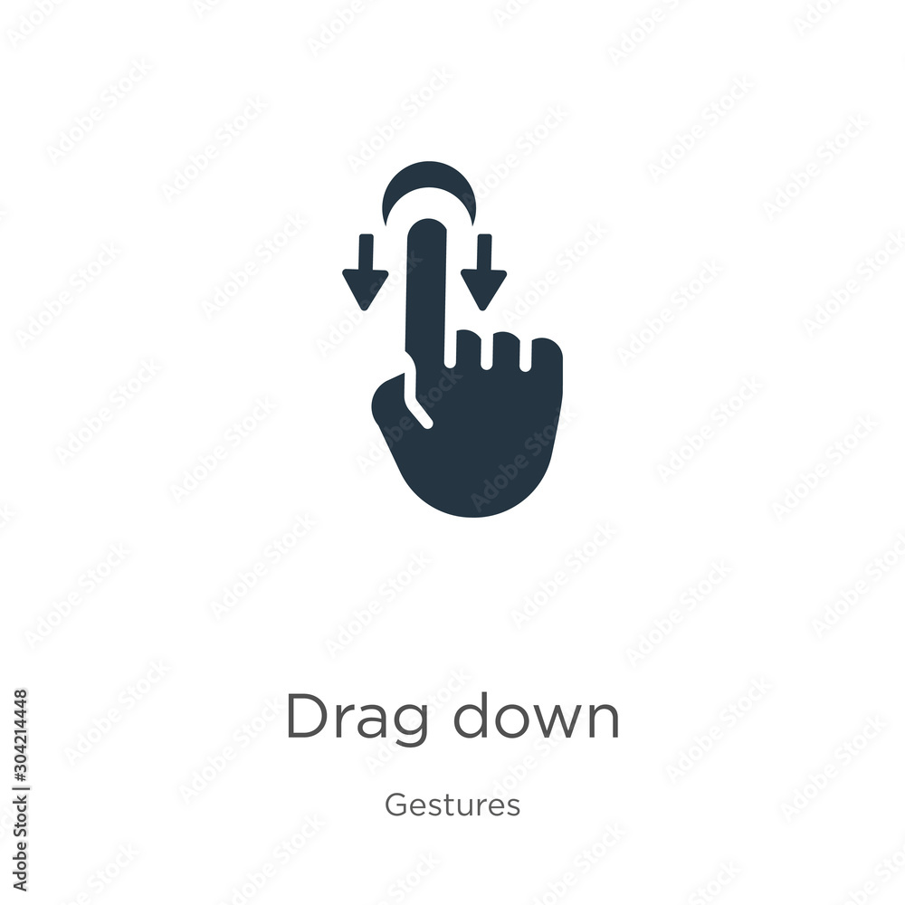 Drag down icon vector. Trendy flat drag down icon from gestures collection isolated on white background. Vector illustration can be used for web and mobile graphic design, logo, eps10