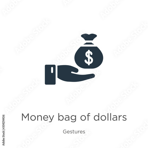 Money bag of dollars icon vector. Trendy flat money bag of dollars icon from gestures collection isolated on white background. Vector illustration can be used for web and mobile graphic design, logo,