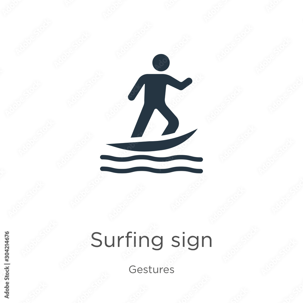 Surfing sign icon vector. Trendy flat surfing sign icon from gestures collection isolated on white background. Vector illustration can be used for web and mobile graphic design, logo, eps10