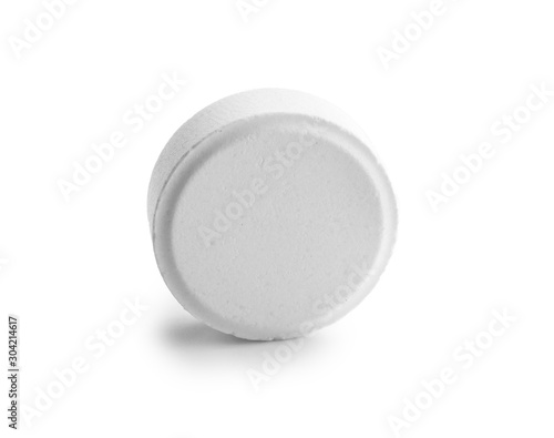 View of pill on white background