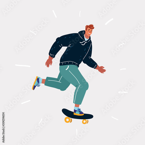 Male skater on board.