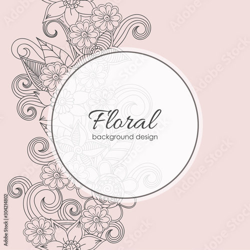 Floral border background - white and black flowers