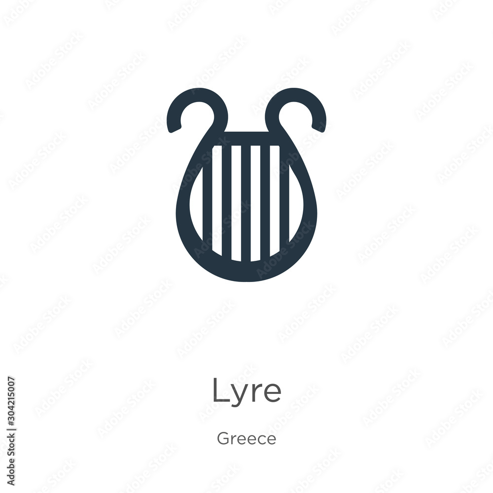 Lyre icon vector. Trendy flat lyre icon from greece collection isolated on white background. Vector illustration can be used for web and mobile graphic design, logo, eps10 Lyre icon vector. Trendy flat lyre icon from greece collection isolated on white background. Vector illustration can be used for web and mobile graphic design, logo, eps10