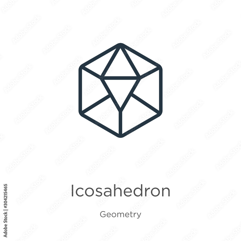 Icosahedron icon vector. Trendy flat icosahedron icon from geometry collection isolated on white background. Vector illustration can be used for web and mobile graphic design, logo, eps10 Icosahedron icon vector. Trendy flat icosahedron icon from geometry collection isolated on white background. Vector illustration can be used for web and mobile graphic design, logo, eps10
