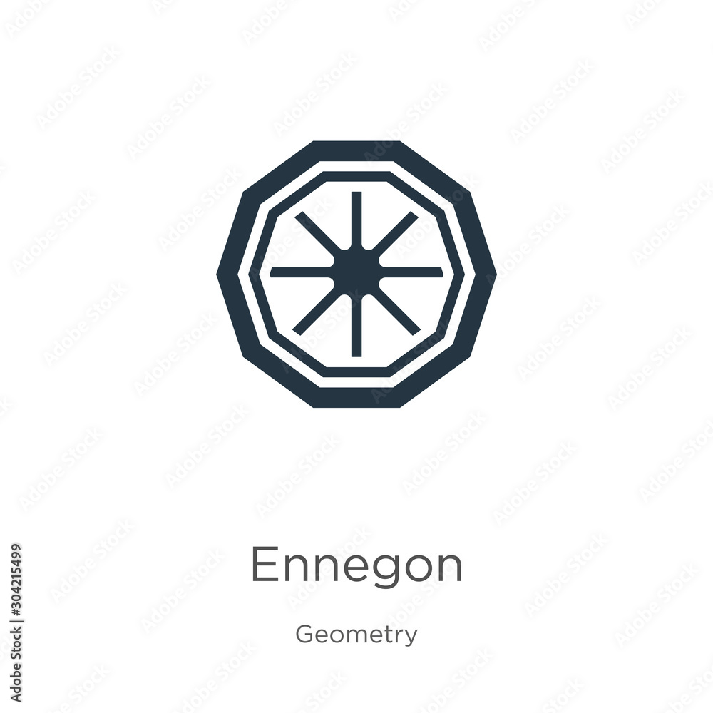 Ennegon icon vector. Trendy flat ennegon icon from geometry collection isolated on white background. Vector illustration can be used for web and mobile graphic design, logo, eps10 Ennegon icon vector. Trendy flat ennegon icon from geometry collection isolated on white background. Vector illustration can be used for web and mobile graphic design, logo, eps10