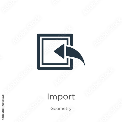 Import icon vector. Trendy flat import icon from geometry collection isolated on white background. Vector illustration can be used for web and mobile graphic design, logo, eps10
