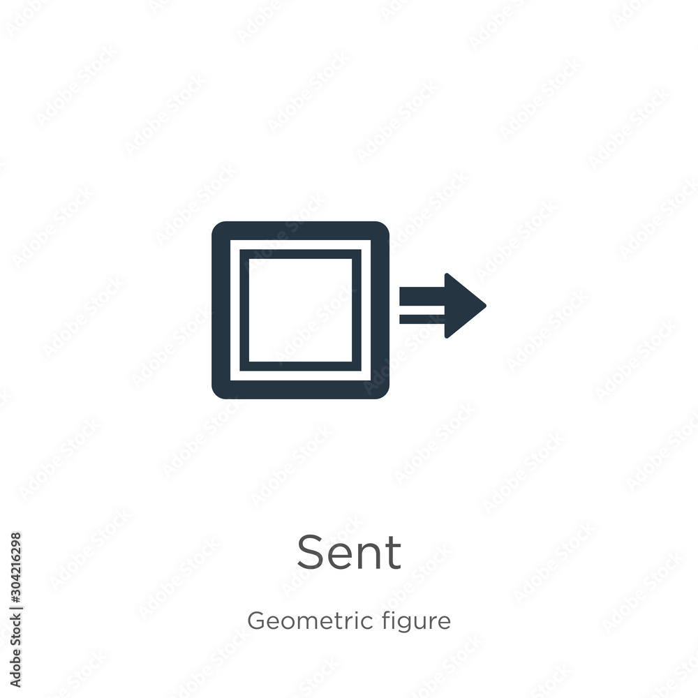 Sent icon vector. Trendy flat sent icon from geometric figure collection isolated on white background. Vector illustration can be used for web and mobile graphic design, logo, eps10 Sent icon vector. Trendy flat sent icon from geometric figure collection isolated on white background. Vector illustration can be used for web and mobile graphic design, logo, eps10