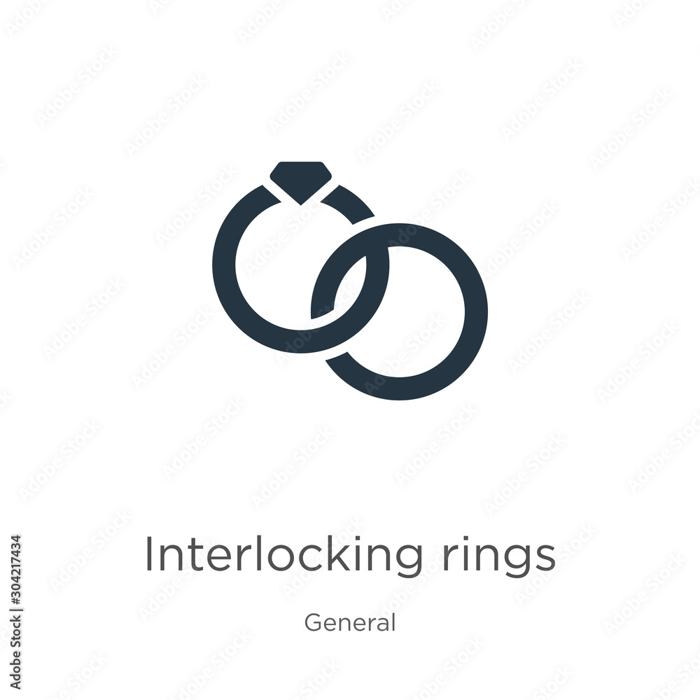 Interlocking rings icon vector. Trendy flat interlocking rings icon from general collection isolated on white background. Vector illustration can be used for web and mobile graphic design, logo, eps10 Interlocking rings icon vector. Trendy flat interlocking rings icon from general collection isolated on white background. Vector illustration can be used for web and mobile graphic design, logo, eps10
