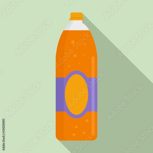 Orange juice soda icon. Flat illustration of orange juice soda vector icon for web design